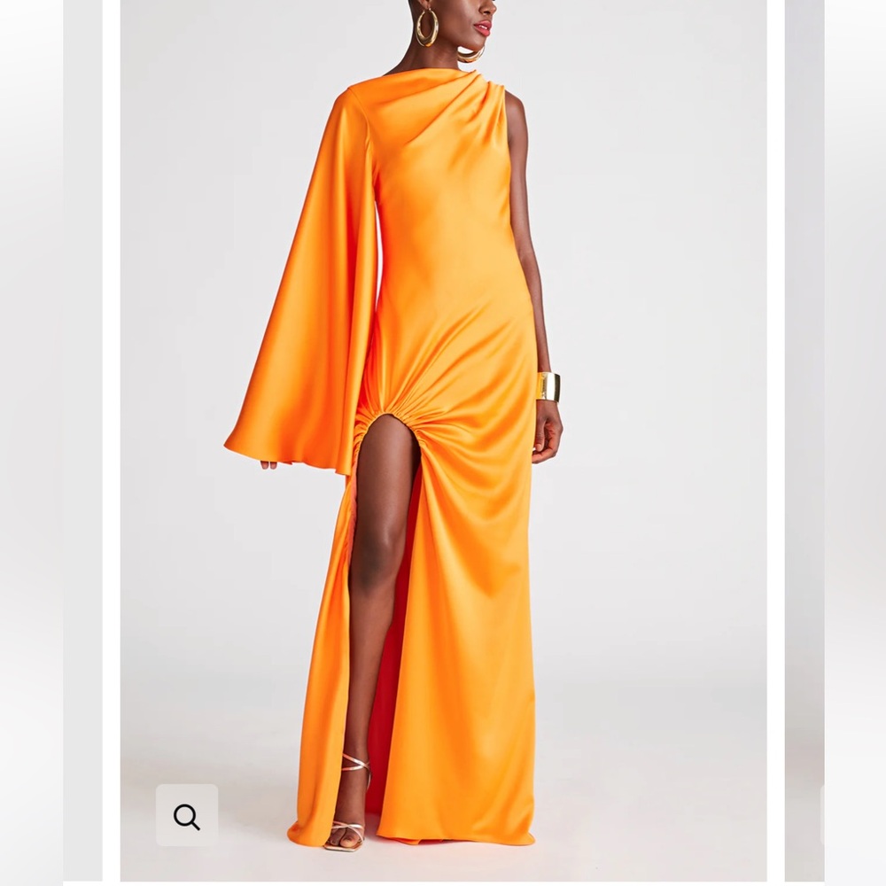 NWT Halston Keiana Gown Satin Orange